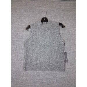 New Womens Tahari Sweater Small Gray Soft Knit Mock Dark Academia Capsule Cozy
